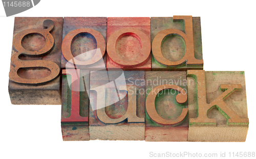 Image of good luck- phrase in letterpress type