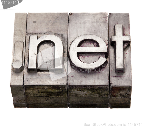 Image of dot net - internet domain in letterpress type