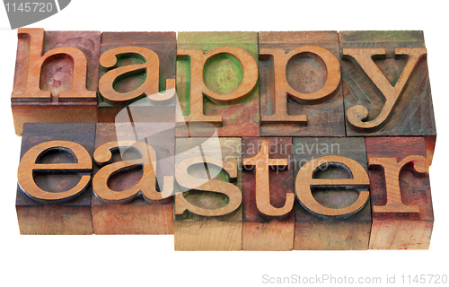 Image of happy Easter- words in letterpress type