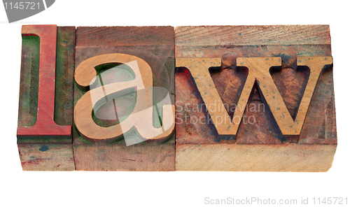 Image of law - word in letterpress type