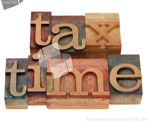 Image of tax time in letterpress type