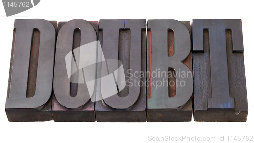 Image of doubt - word in letterpress type