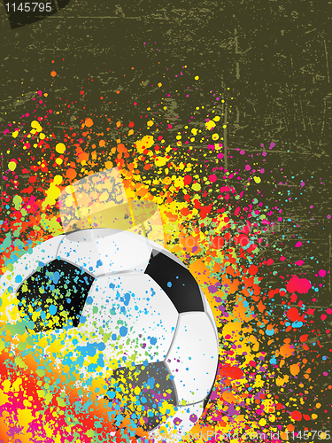 Image of Splash grunge background with a soccer ball. EPS 8