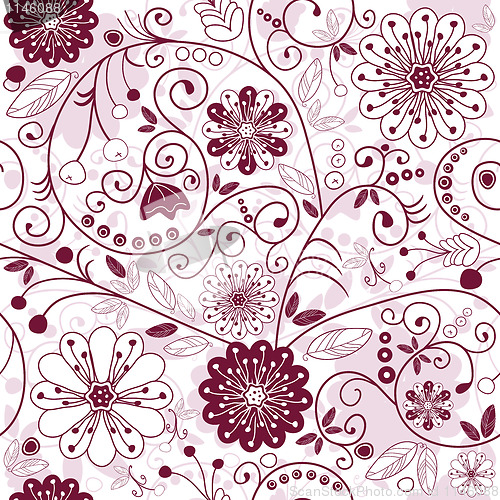 Image of White-purple seamless floral pattern