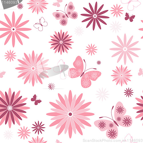 Image of White seamless floral pattern