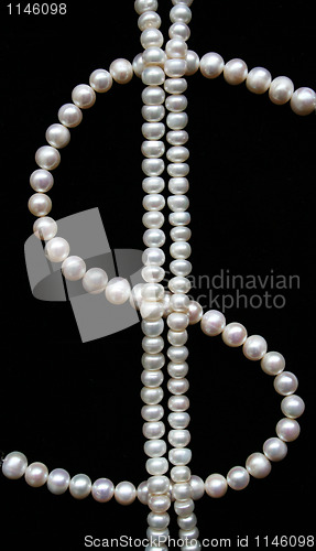 Image of White pearls on the black velvet 