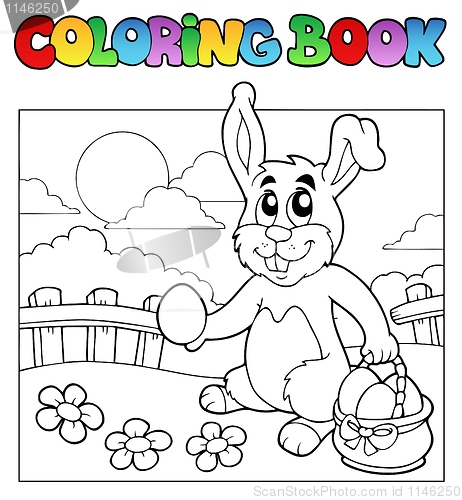 Image of Coloring book with bunny and eggs