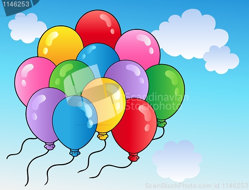 Image of Blue sky with cartoon balloons 2