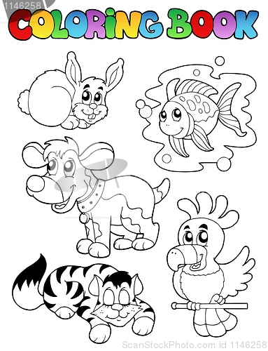 Image of Coloring book with happy pets 1