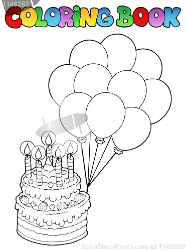 Image of Coloring book with birthday cake 1