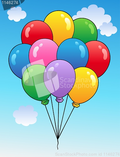 Image of Blue sky with cartoon balloons 1