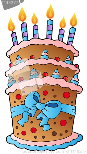 Image of Cartoon cake with big ribbon