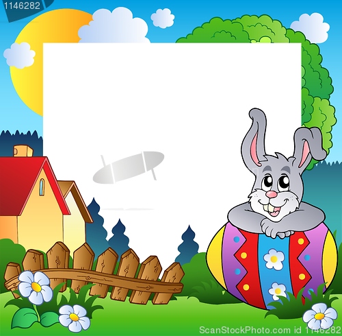 Image of Easter frame with egg and bunny