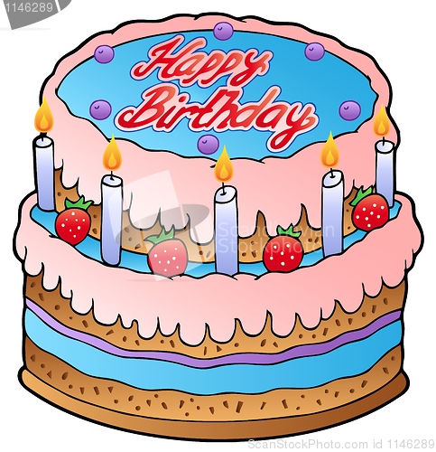 Image of Birthday cake with strawberries