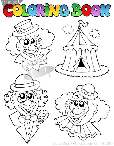 Image of Coloring book with clown images