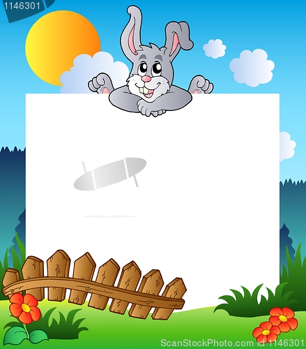 Image of Easter frame with lurking bunny