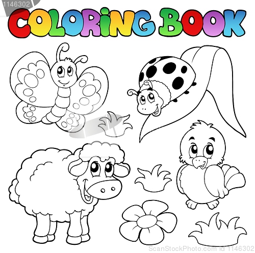 Image of Coloring book with spring animals