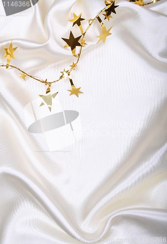 Image of Golden stars on white silk