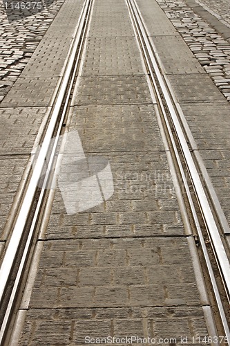 Image of Detail of city tram track