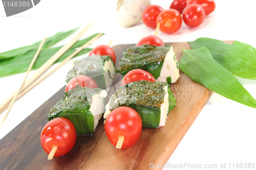 Image of Feta cheese in wild garlic coat