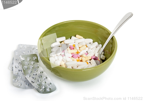 Image of Pills in a green bowl