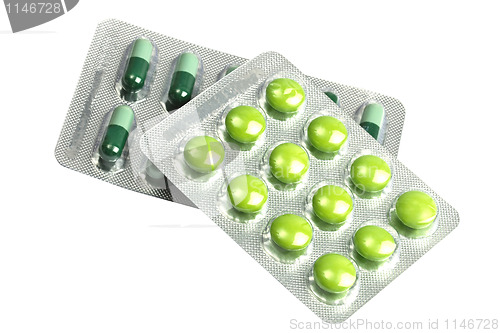 Image of Green pills and capsules 