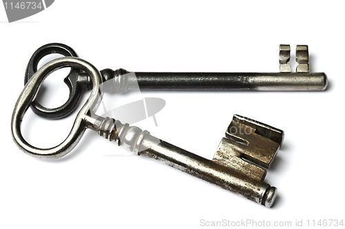 Image of Two old keys isolated on white