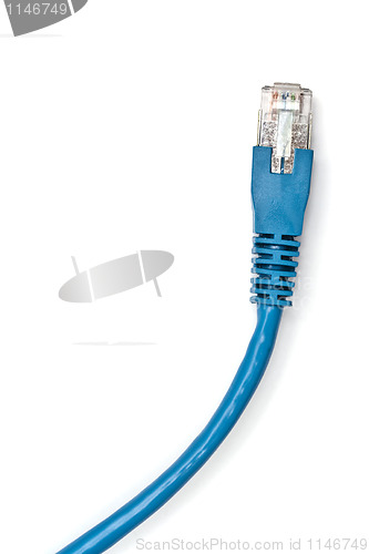 Image of Blue network cable on white 