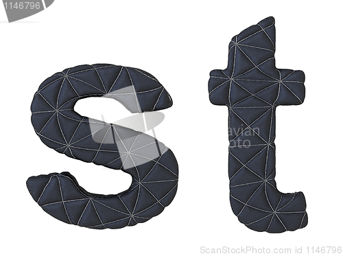 Image of Lowercase stitched leather font s t letters