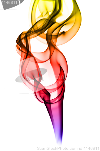 Image of Abstract colorful fume pattern on white