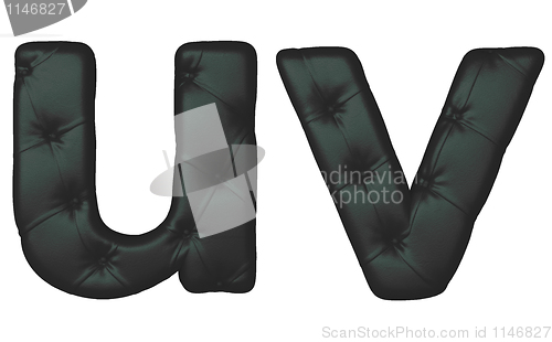 Image of Luxury black leather font U V letters