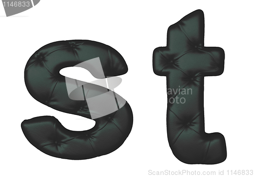 Image of Luxury black leather font S T letters