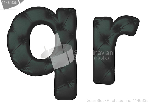 Image of Luxury black leather font R Q letters