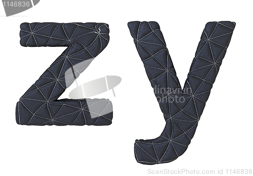 Image of Lowercase stitched leather font z y letters
