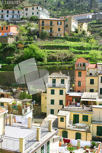 Image of Italy. Cinque Terre. Colorful houses of Riomaggiore village 