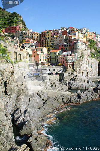 Image of Italy. Cinque Terre. Colorful Manarola village 