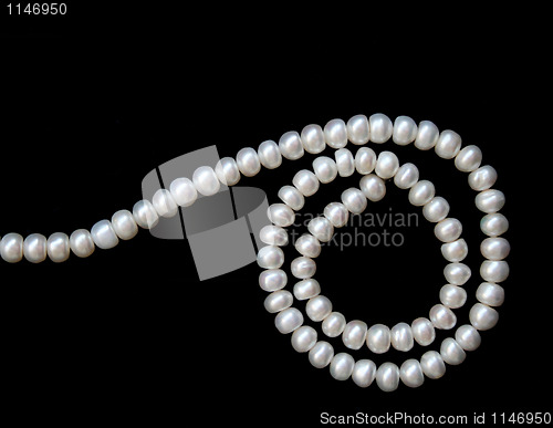 Image of White pearls on the black velvet