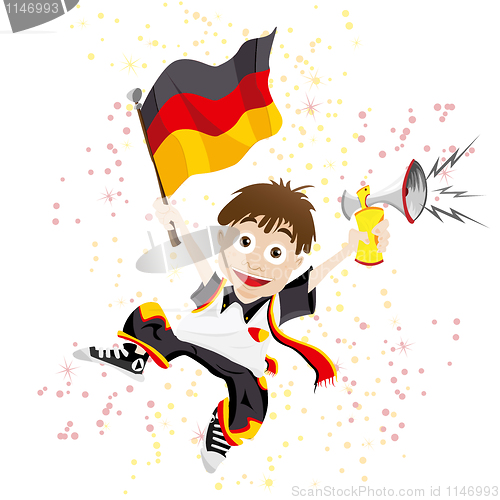 Image of Germany Sport Fan with Flag and Horn