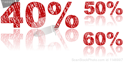 Image of Sale Percentages Written in Red Chalk - Set 2 of 3