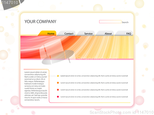 Image of White Website Layout Template in Red and Yellow Colors