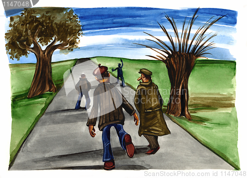 Image of drunk village men