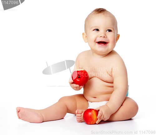 Image of Little child with apple