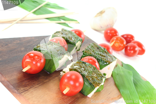 Image of Feta cheese in wild garlic coat