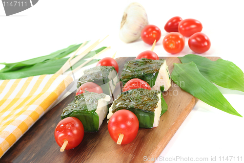 Image of Feta cheese in wild garlic coat