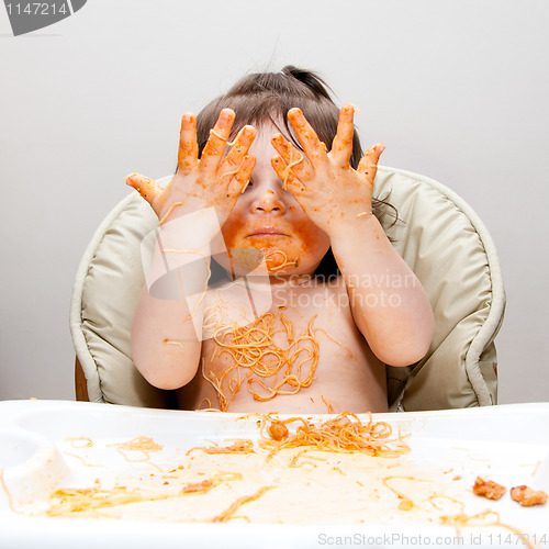 Image of Happy funny messy eater