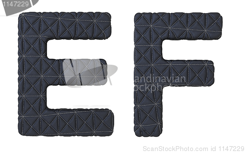 Image of Luxury black stitched leather font E F letters