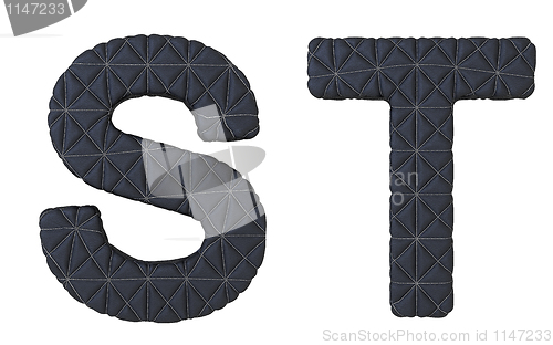 Image of Luxury black stitched leather font S T letters
