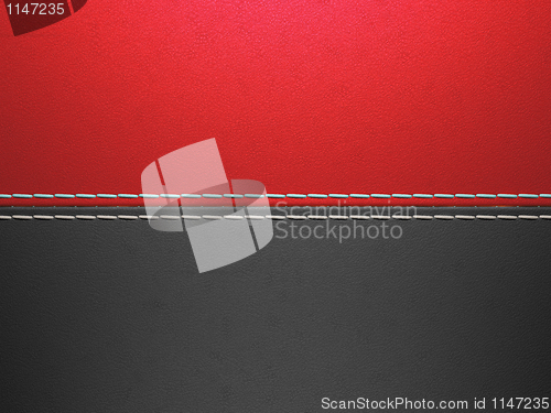 Image of Red and black horizontal stitched leather background