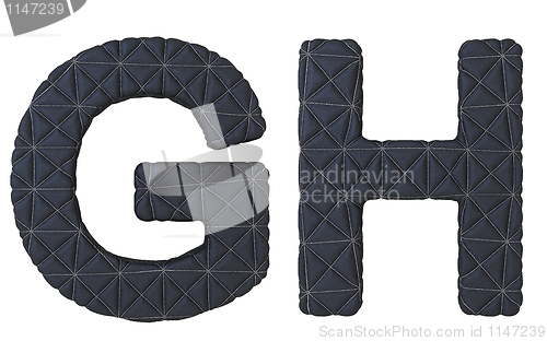 Image of Luxury black stitched leather font G H letters