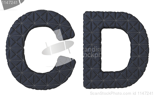 Image of Luxury black stitched leather font C D letters